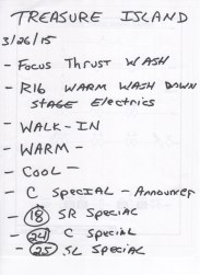 Lighting Cue List for Treasure Island